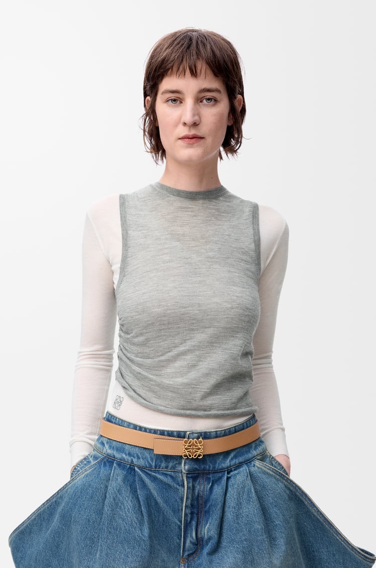 LOEWE 光滑小牛皮 Anagram 雙面腰帶 暖沙色/淺燕麥色/青銅色