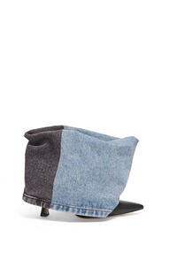 LOEWE Ankle boot in denim and calfskin Blue/Grey