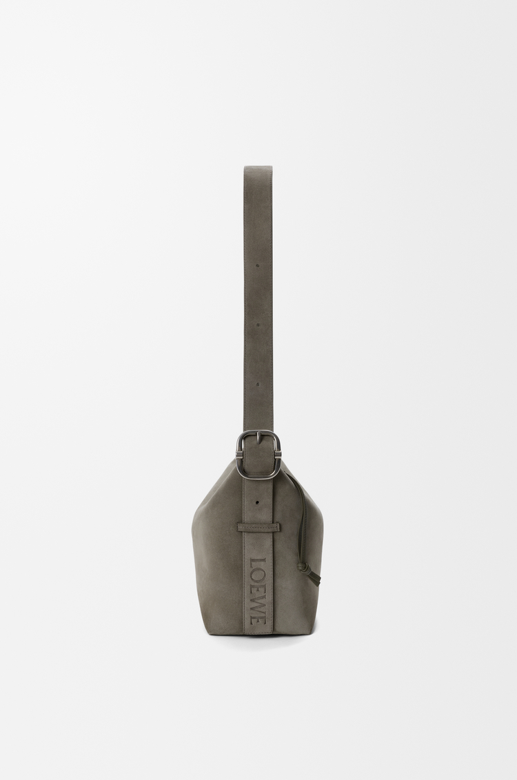 LOEWE Mittelgroße Loop Hobo Bag aus Velours-Kalbsleder Helles Khaki