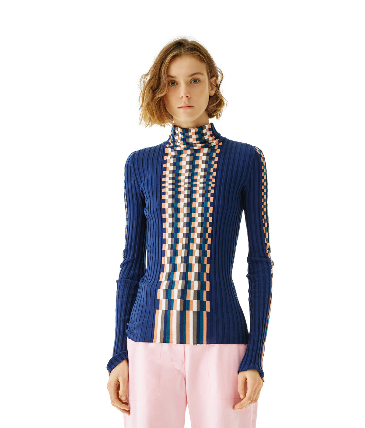 Graphic Turtleneck Sweater Blue/Multicolor - LOEWE