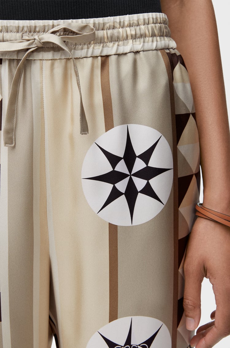 LOEWE Pyjama trousers in silk Beige/Multicolor