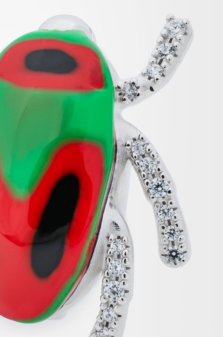 LOEWE Broche Scarabeo en plata de ley y esmalte Plateado/Rojo