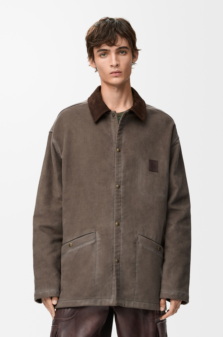 LOEWE Giacca-camicia in misto cotone Marrone Kaki