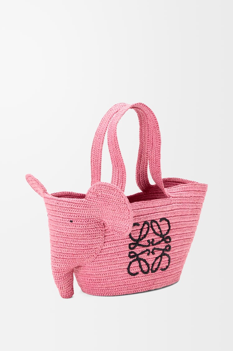 LOEWE Small Elephant Basket bag in raffia Sunset Pink