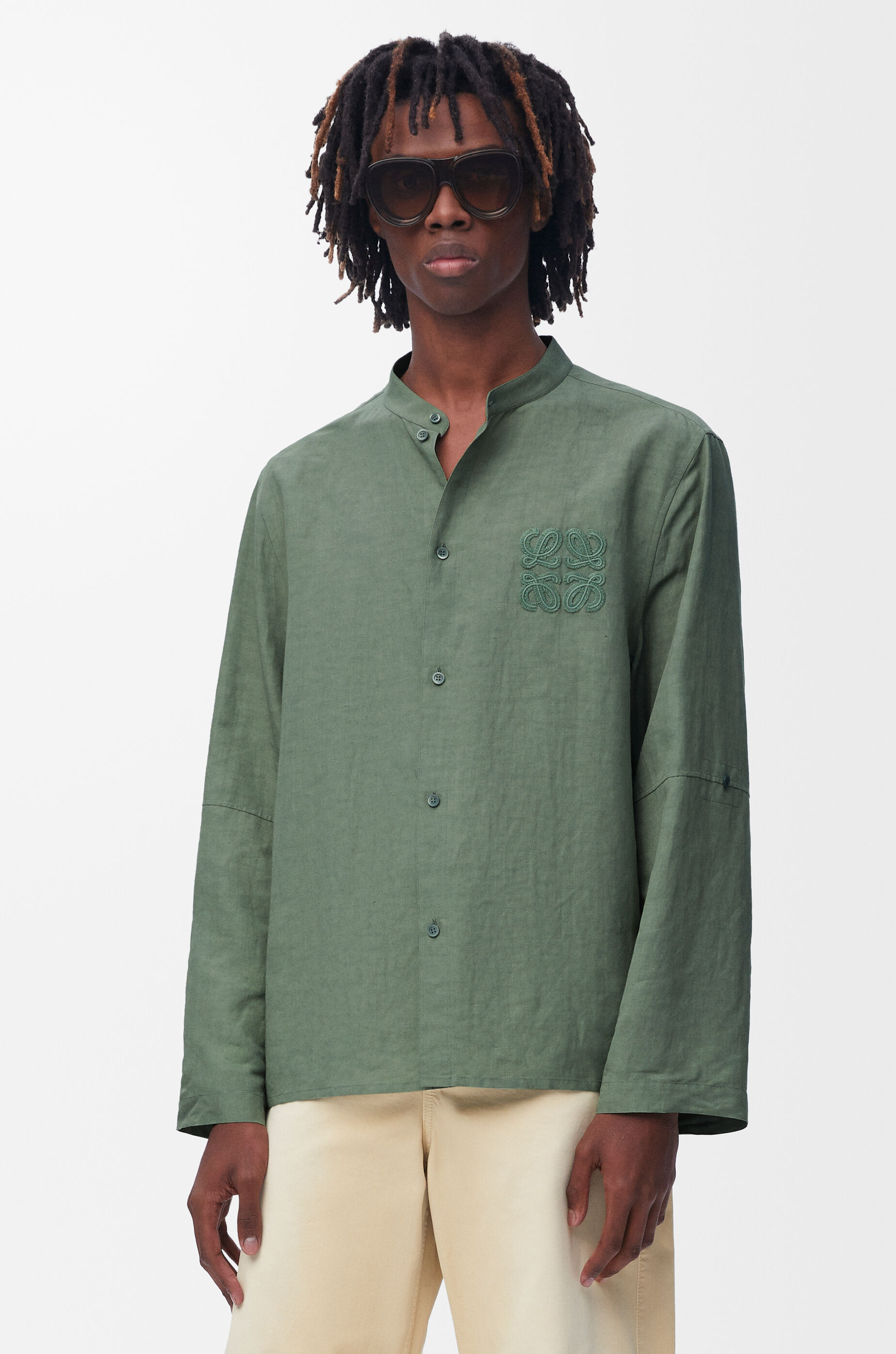 Shirt in viscose and linen Green - LOEWE