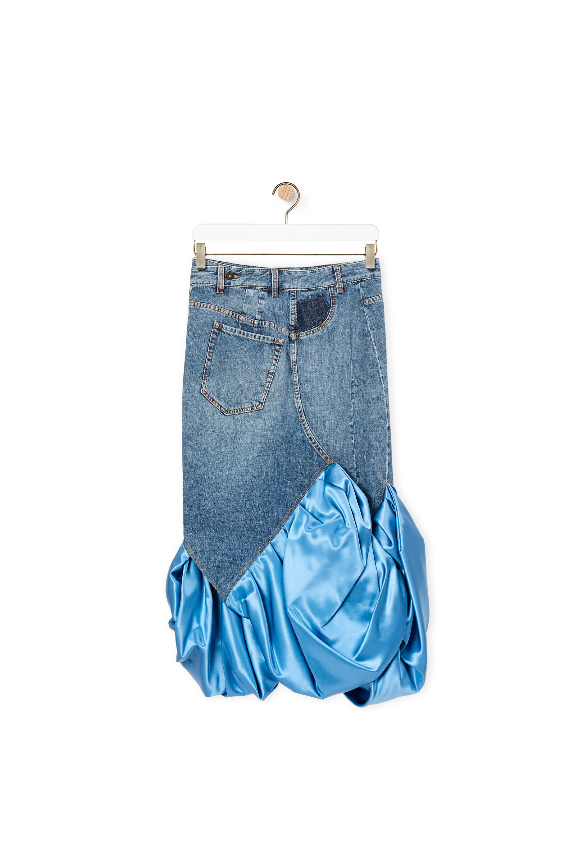 Satin panel skirt in cotton and silk 