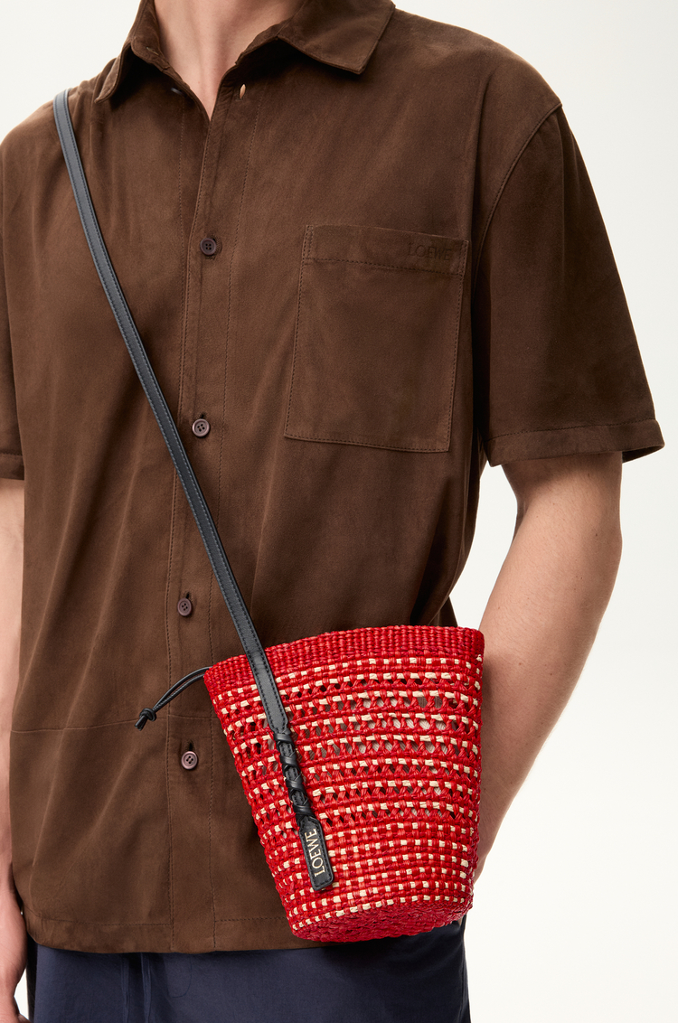 LOEWE Braid pocket in iraca palm and calfskin 紅色/自然色