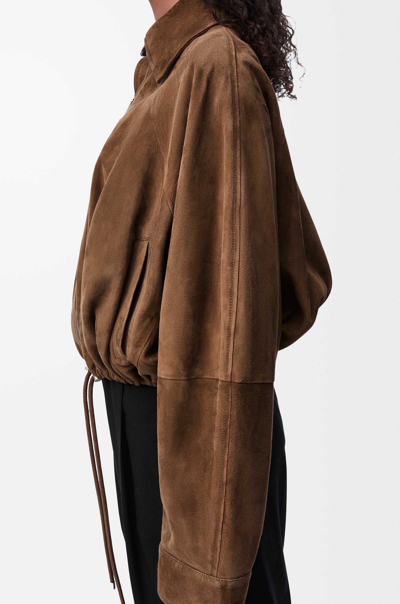 LOEWE Chaqueta globo en ante de piel de cordero Verde Caqui plp_rd