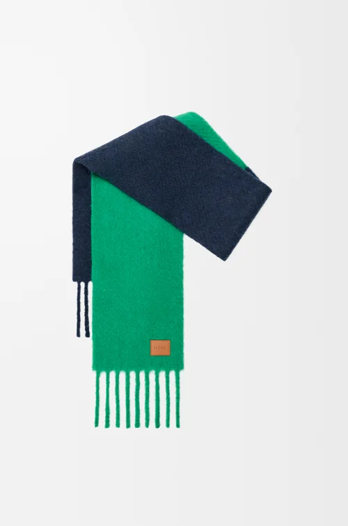 LOEWE Bufanda en mezcla de alpaca y lana Verde/Azul Marino