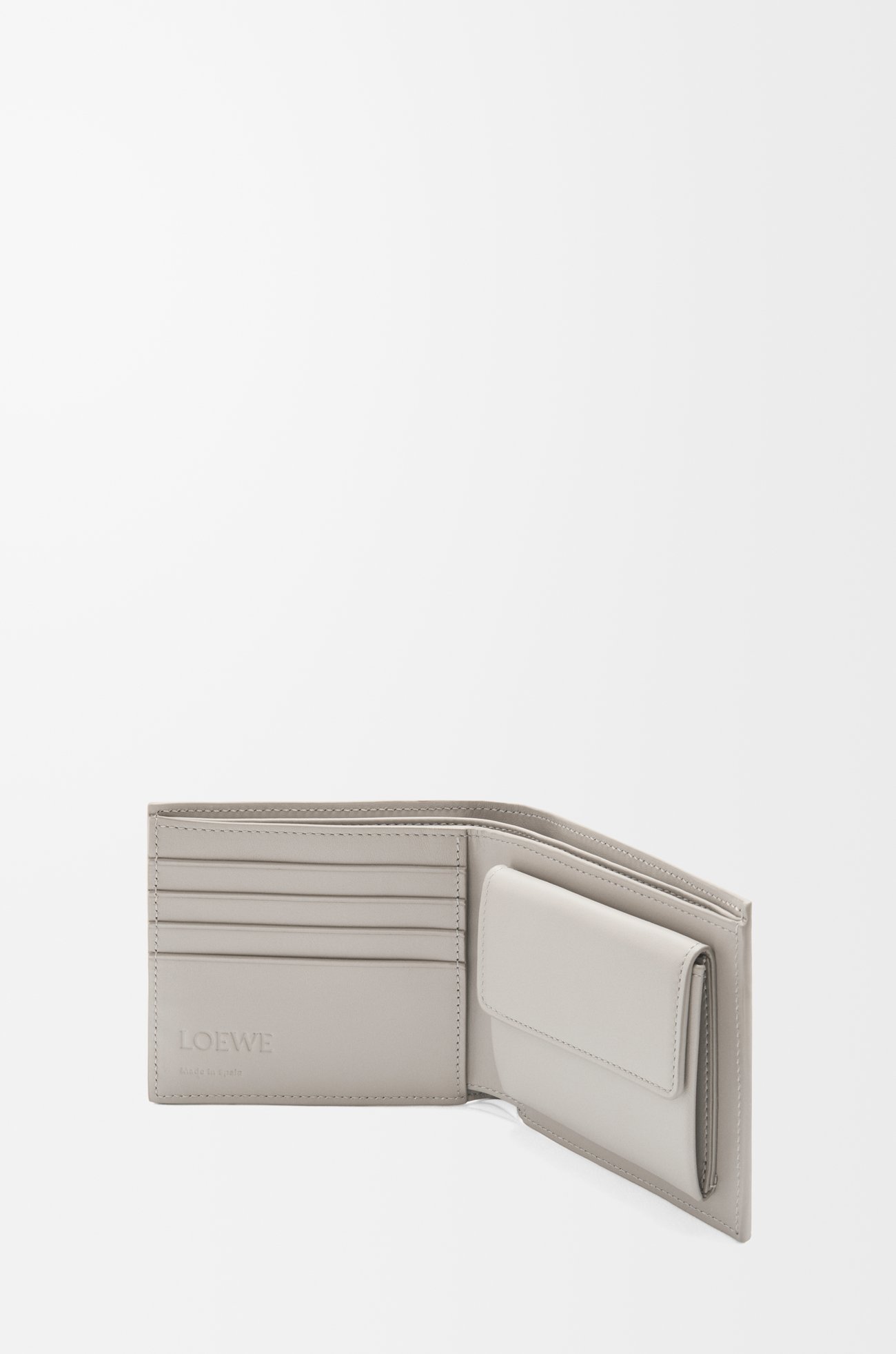 LOEWE Bifold coin wallet in textured classic calfskin Shell Grey plp_rd