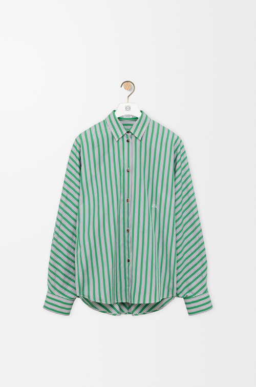 LOEWE Camisa en algodón Verde/Blanco