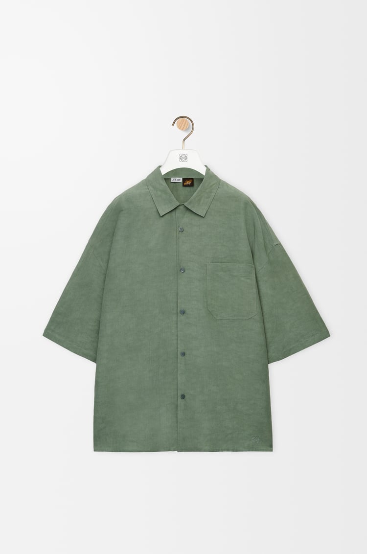 LOEWE Camisa de manga corta en viscosa y lino Salvia