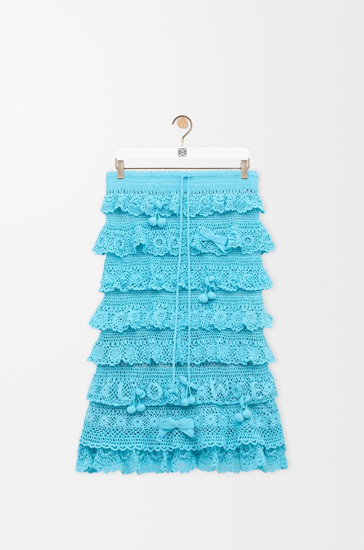 LOEWE 棉质钩织半身裙 松石绿