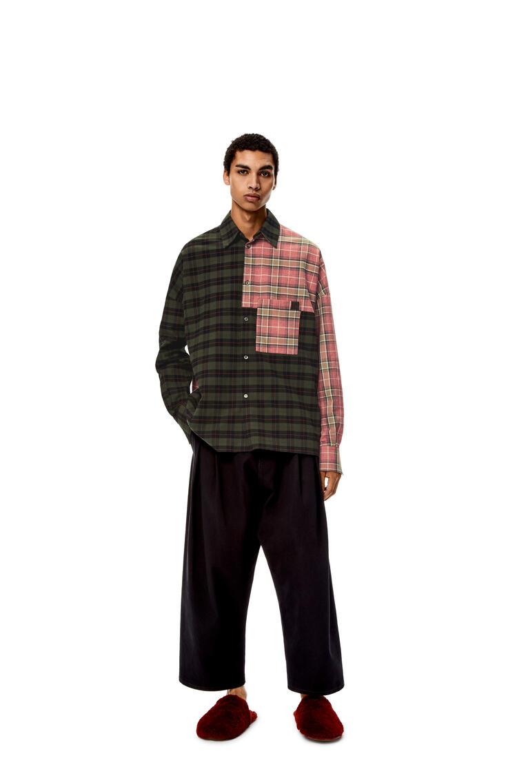 LOEWE Patchwork oversize shirt in cotton Green/Multicolor pdp_rd