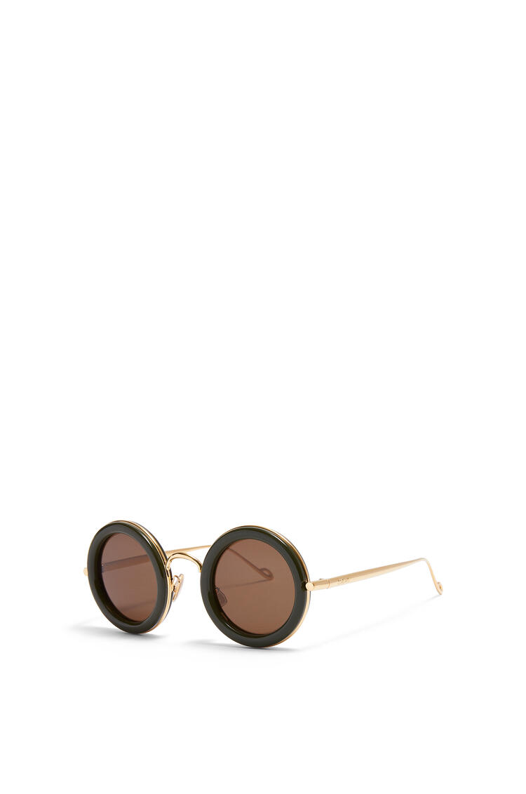 LOEWE Round sunglasses in acetate Khaki Green/Gold