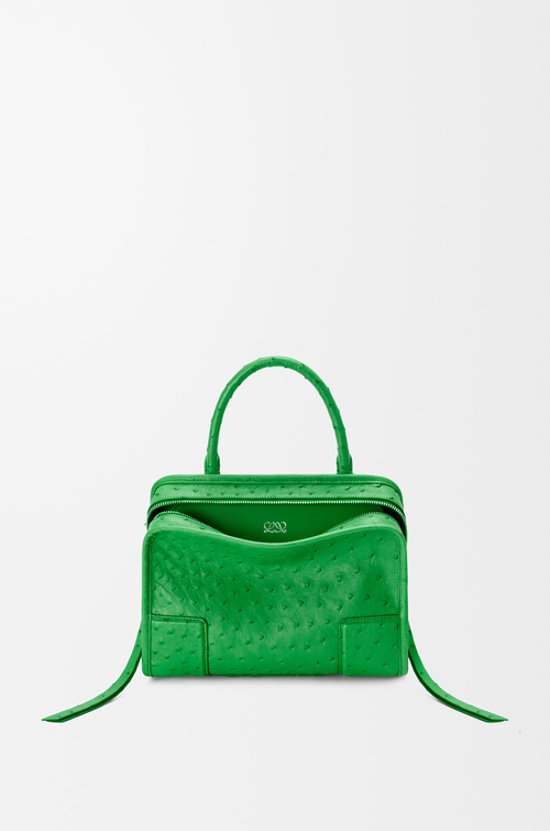 LOEWE Borsa Amazona 180 piccola in pelle di struzzo Verde Trifoglio