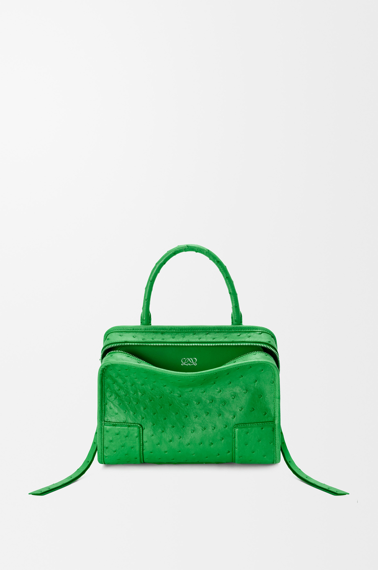 LOEWE Borsa Amazona 180 piccola in pelle di struzzo Verde Trifoglio