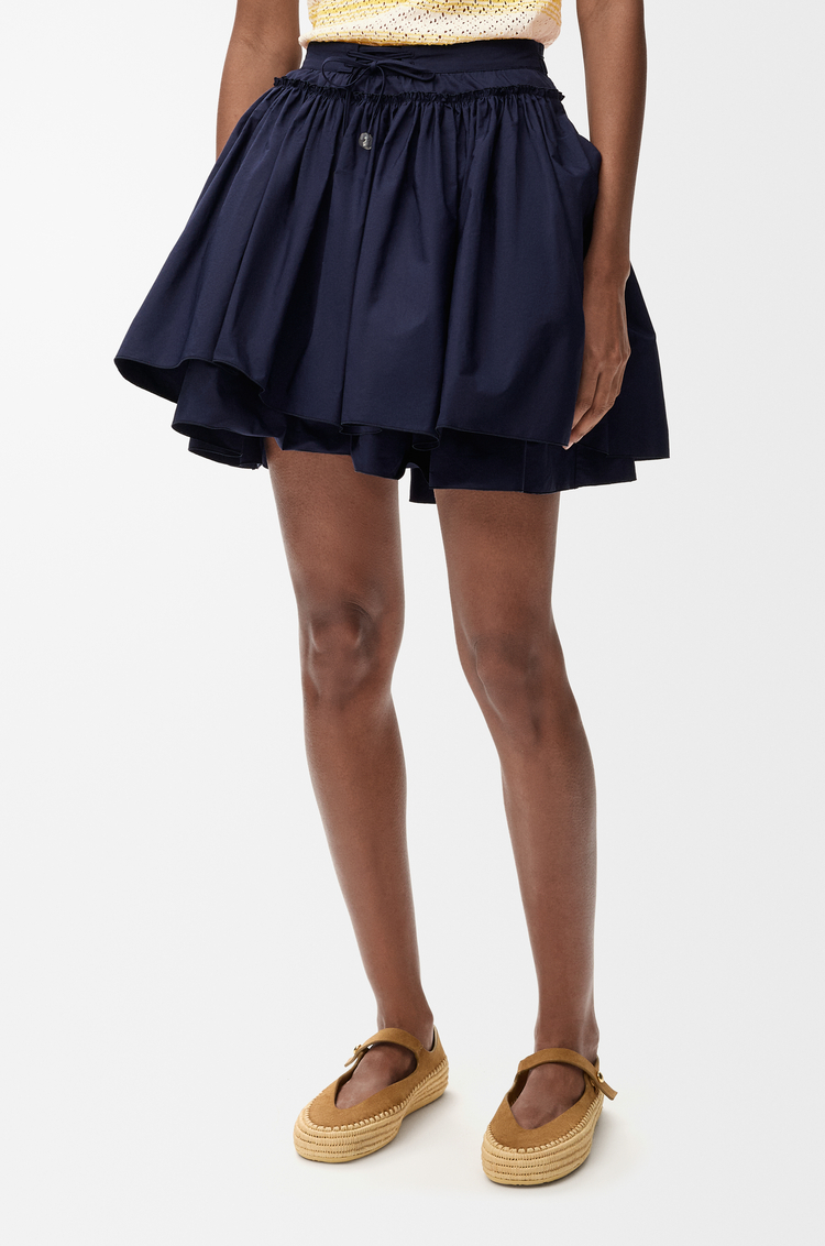 LOEWE Mini Skirt in cotton Navy Blue