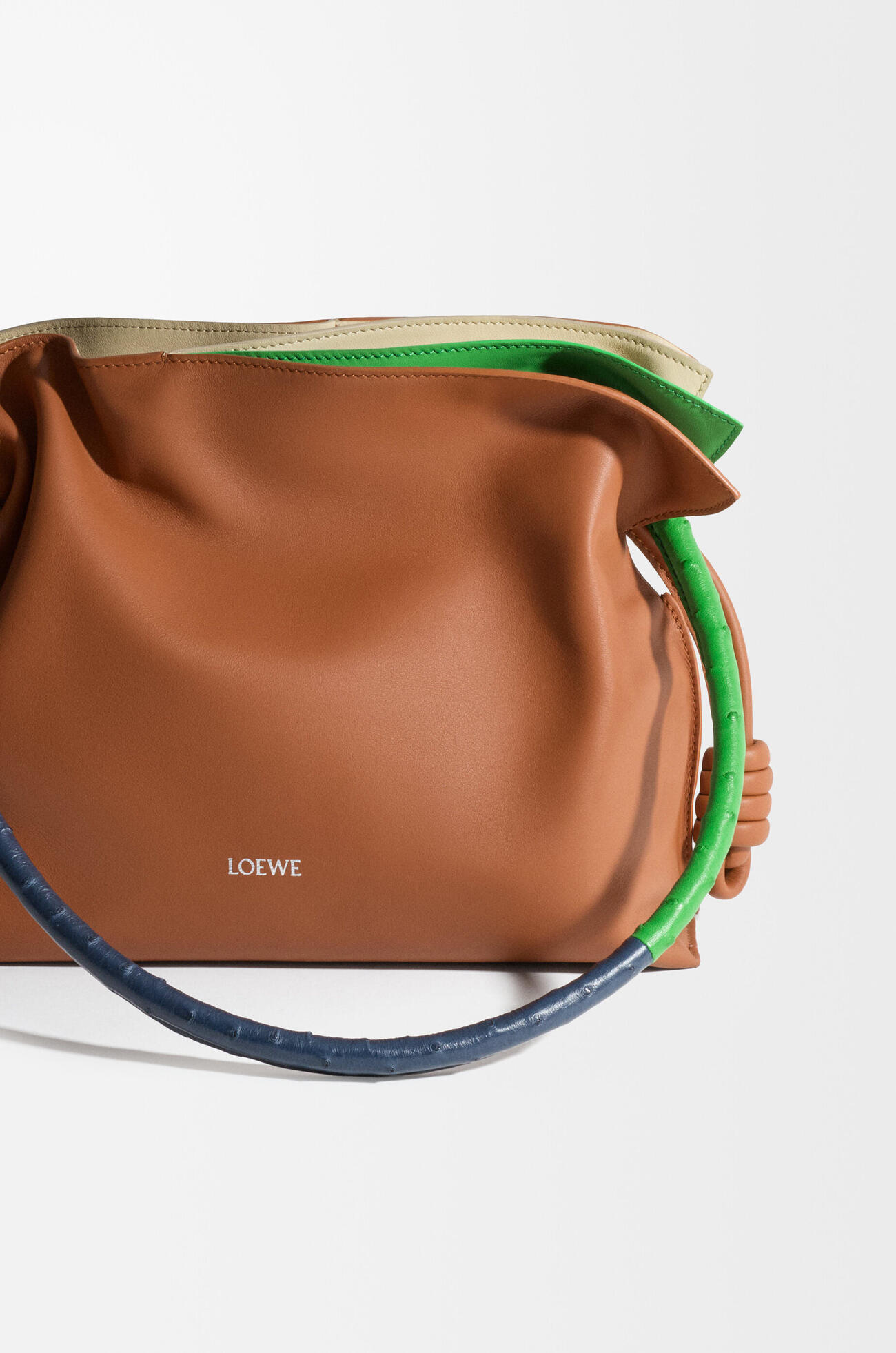 LOEWE Riemen aus Straußenleder Grün/Marineblau