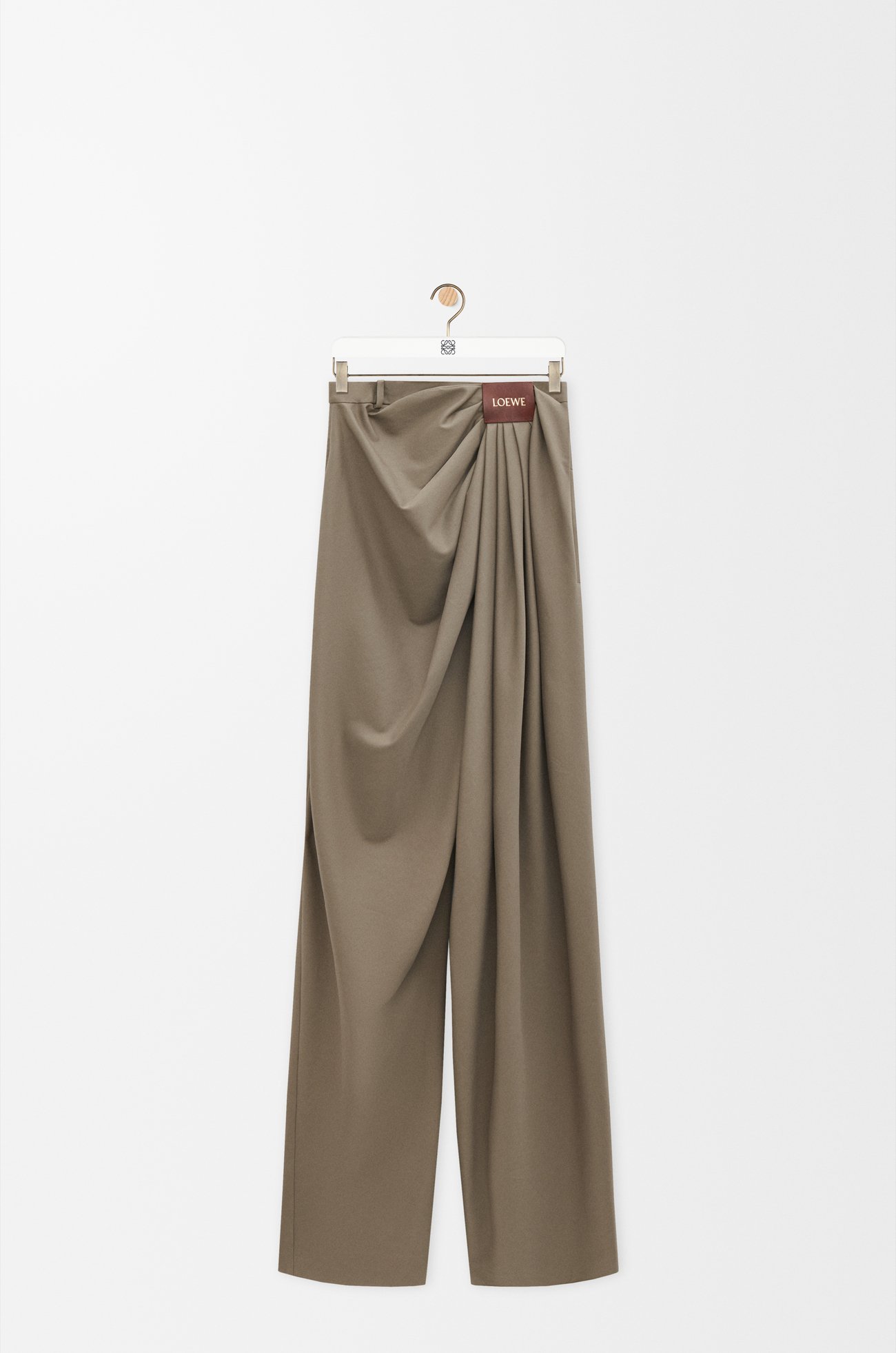 LOEWE Draped trousers in cotton and silk Khaki Brown