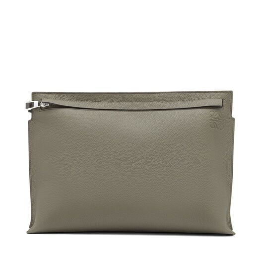 LOEWE T Pouch Bicolor Verde Kaki/Gris Oscuro LOEWE T Pouch Bicolor Verde Kaki/Gris Oscuro all