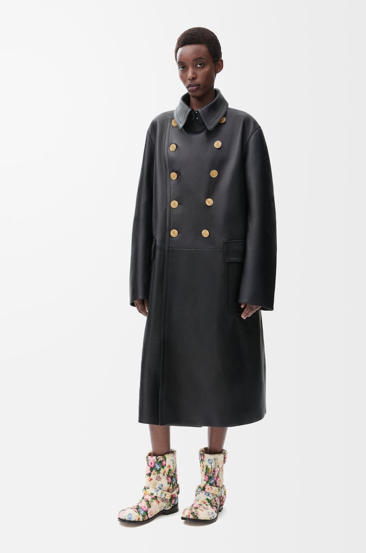 LOEWE Double-breasted coat in nappa lambskin Marine
