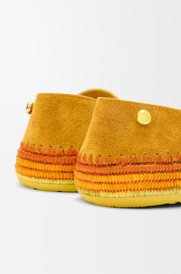 LOEWE Slipper Rio en ante y rafia Naranja