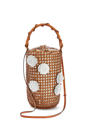 LOEWE Flower Bucket mesh bag in calfskin Tan