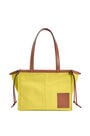 LOEWE Small Cushion Tote bag in canvas and calfskin Yellow