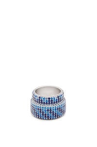 LOEWE Large Pavé ring in sterling silver and crystals Silver/Blue