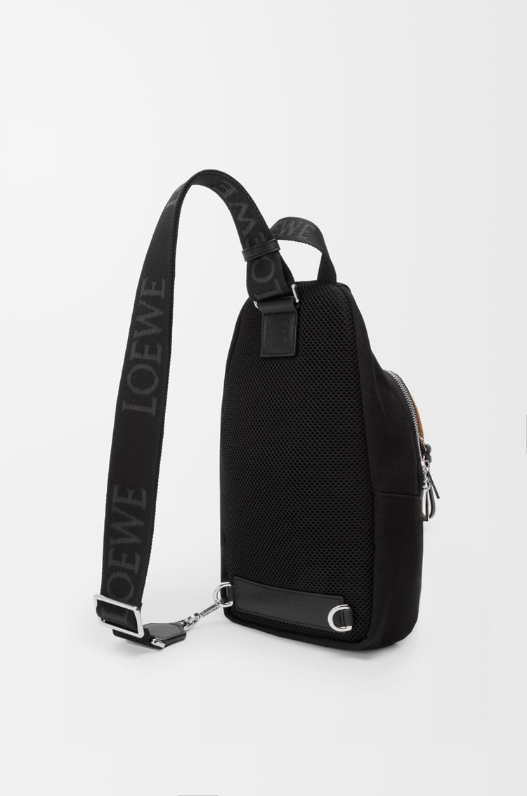 LOEWE Flex sling in canvas and suede Black/Dark Gold