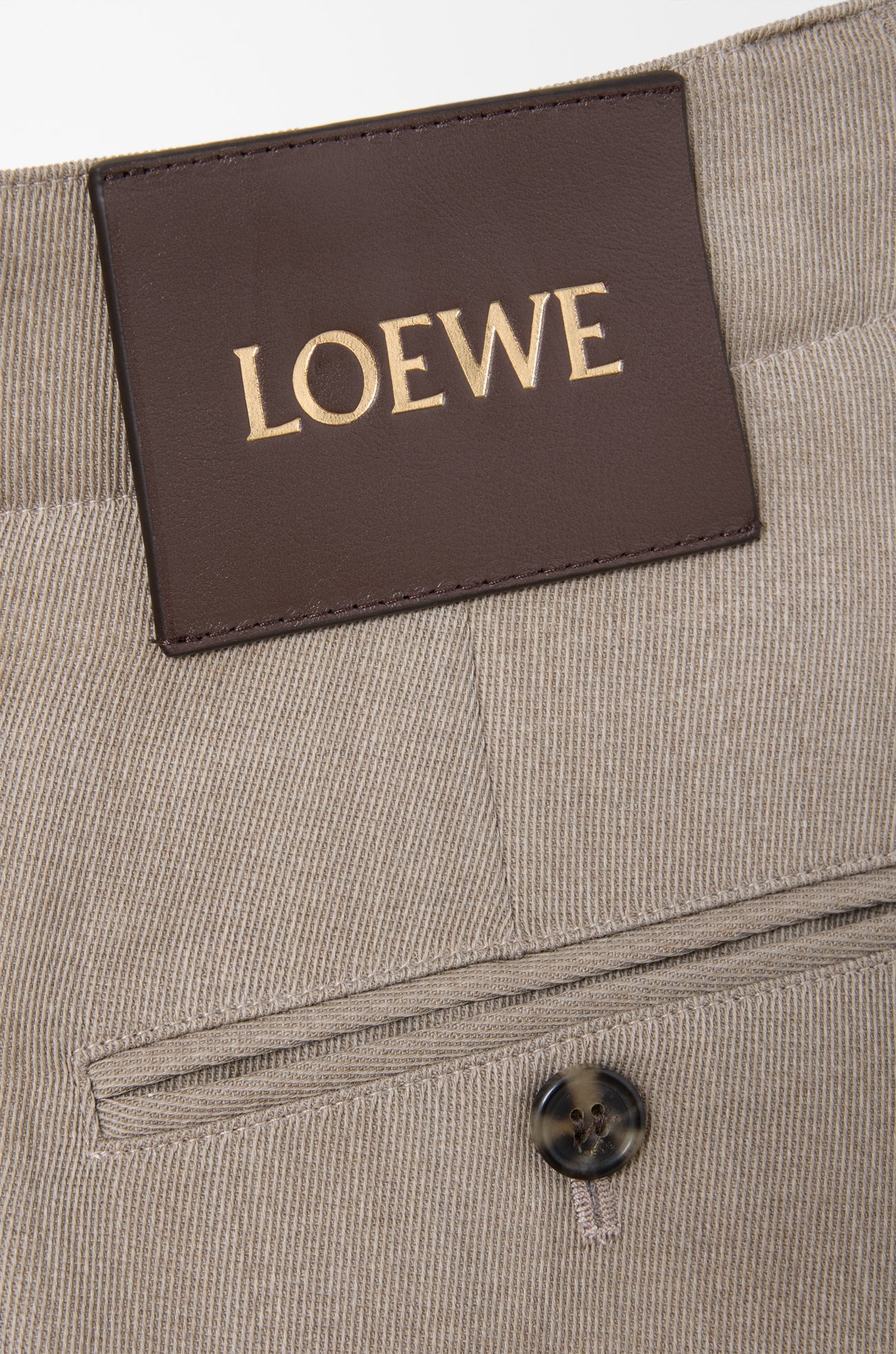 LOEWE Hose mit Gürtel aus Wolle Beige Melange
