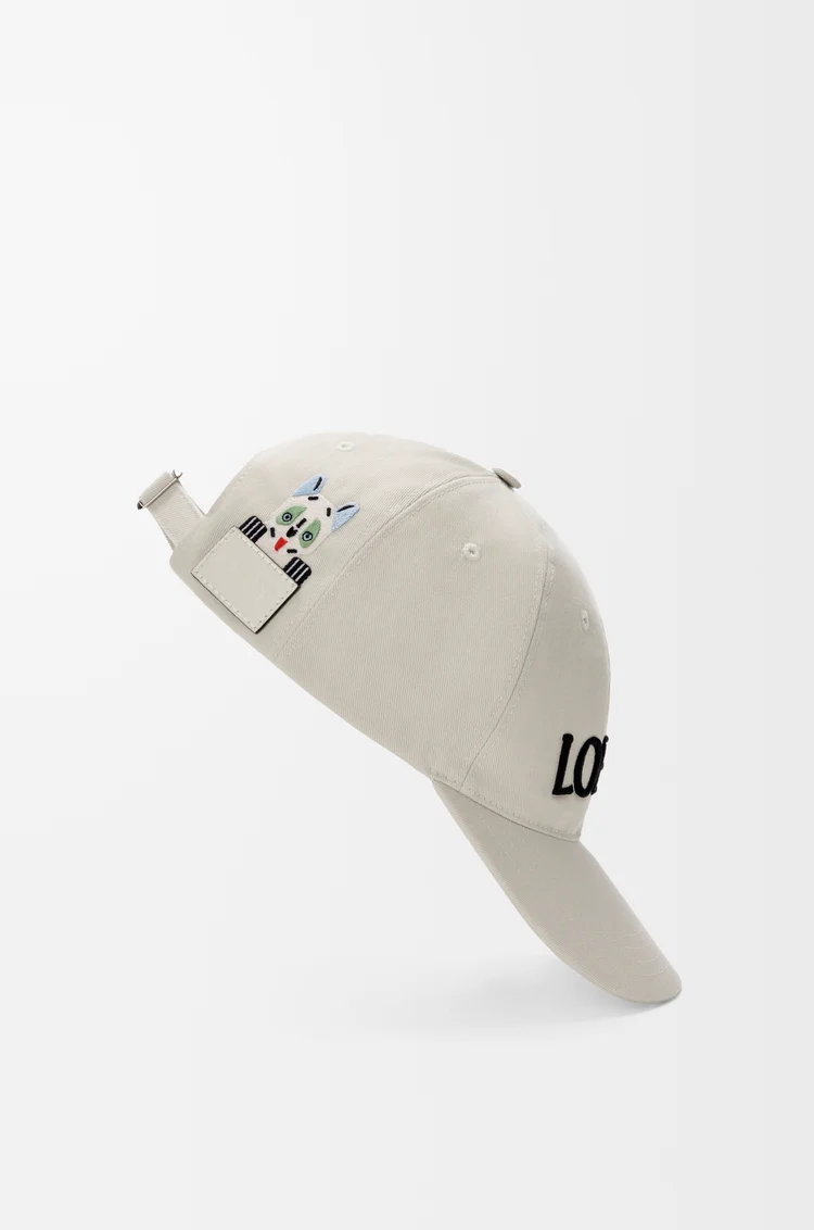 LOEWE Casquette Futurist Cat en coton Blanc Doux/Noir