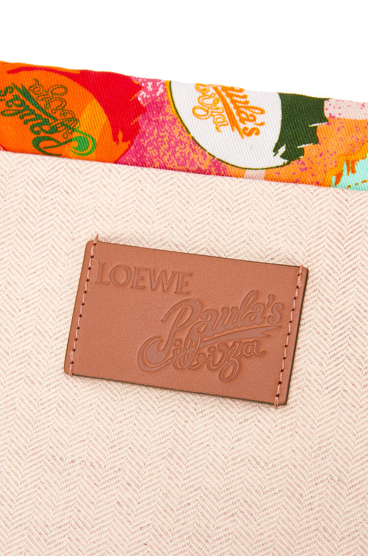 LOEWE Bottle caps drawstring pouch in canvas and calfskin Orange