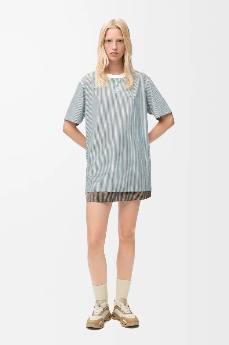 LOEWE Camiseta deportiva en tejido técnico Beige/Azul