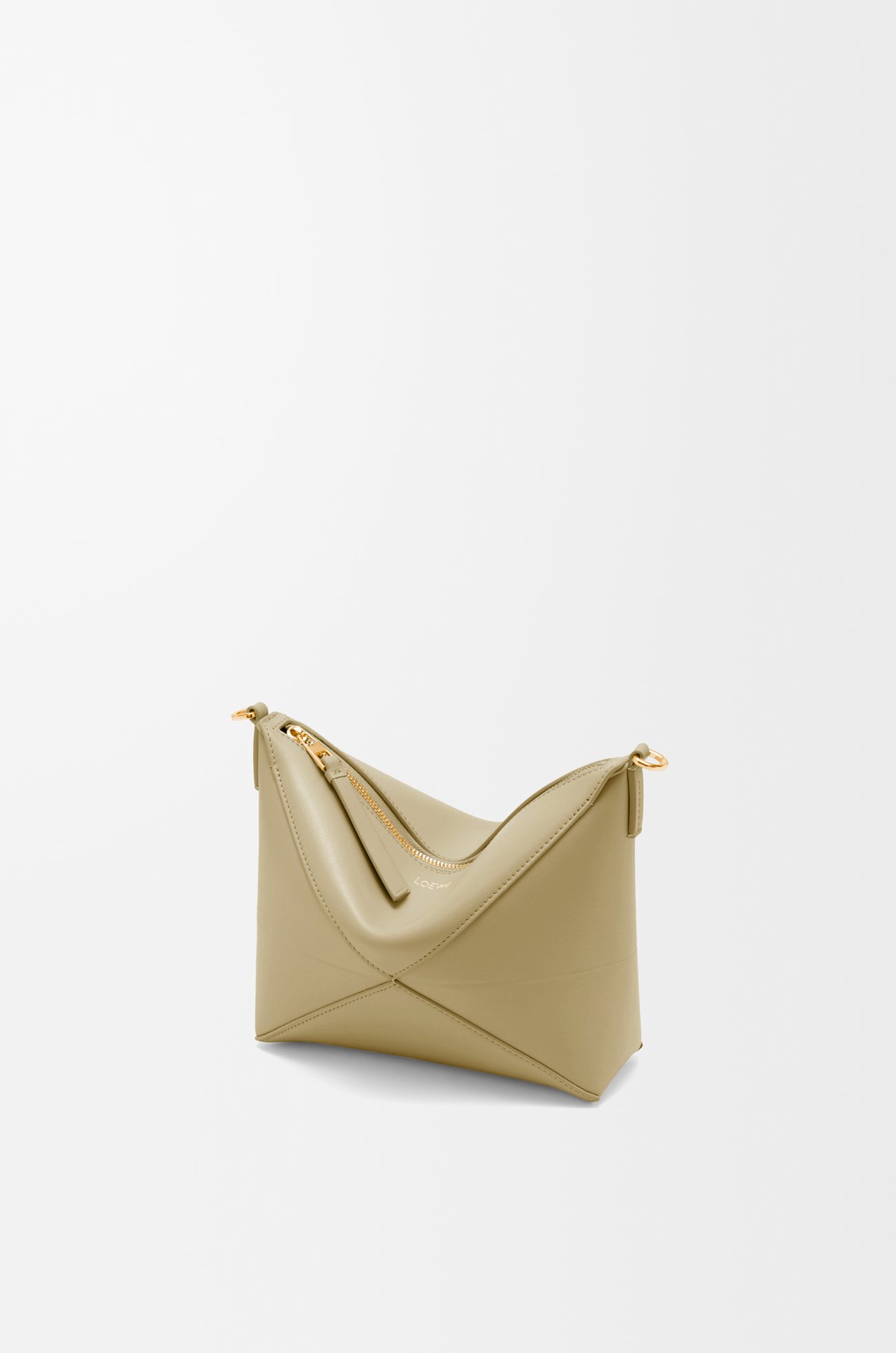 LOEWE Puzzle Fold pouch in shiny nappa calfskin Clay Green