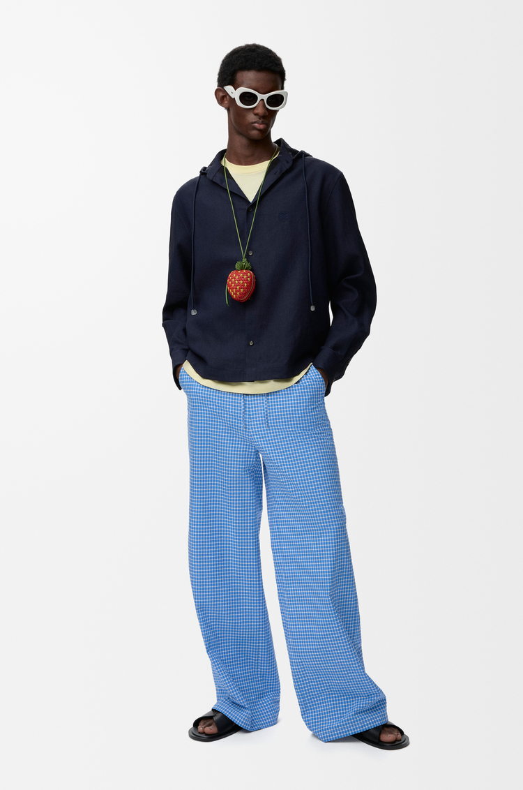 LOEWE 棉质抽绳长裤 蓝色/白色