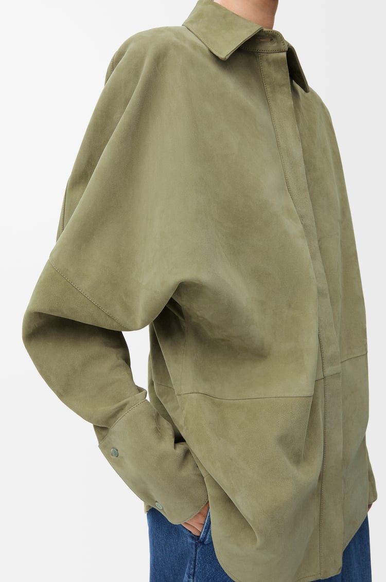 LOEWE Draped shirt in suede lambskin Sage