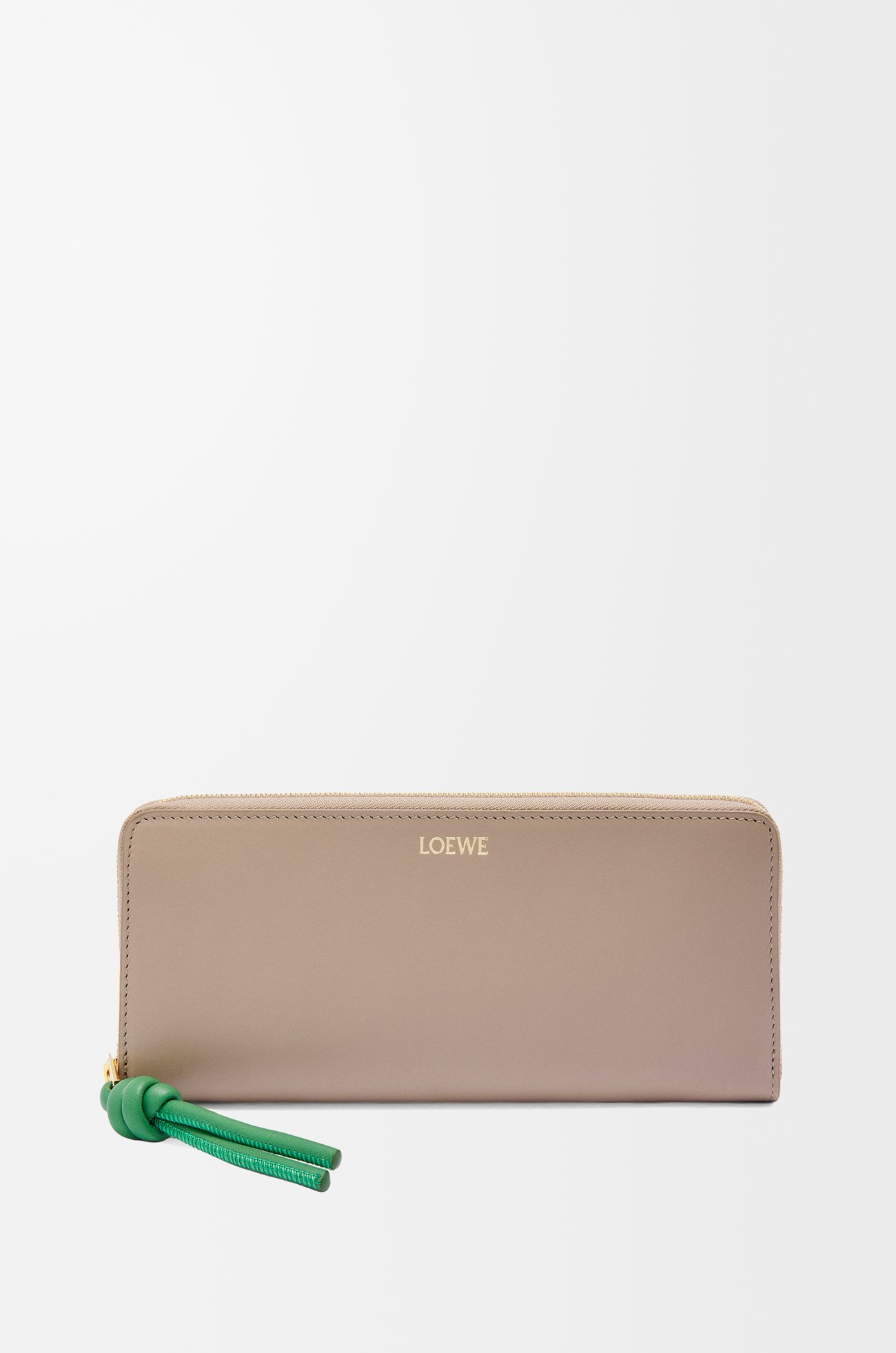 LOEWE Knot zip around wallet in shiny nappa calfskin Sand/Tropical Green plp_rd