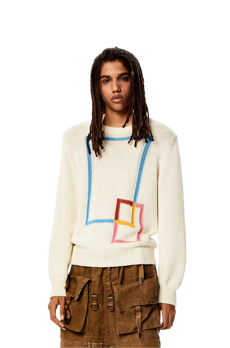 LOEWE Double square sweater in organic cotton White/Multicolor