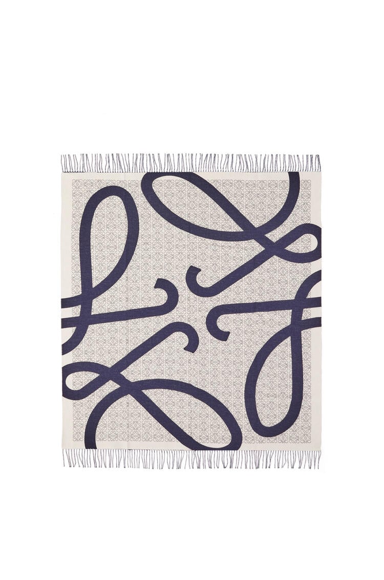 LOEWE Anagram blanket in wool Navy Blue pdp_rd