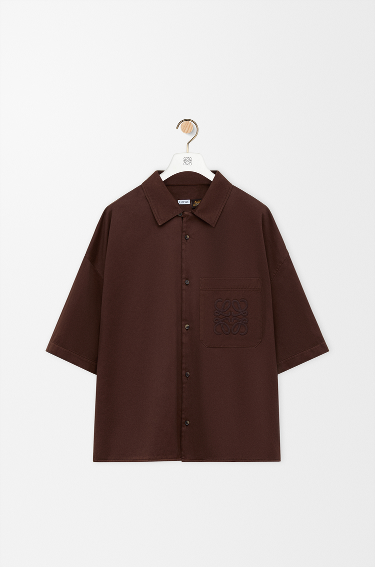 LOEWE Camisa de manga corta en algodón Marrón Chocolate