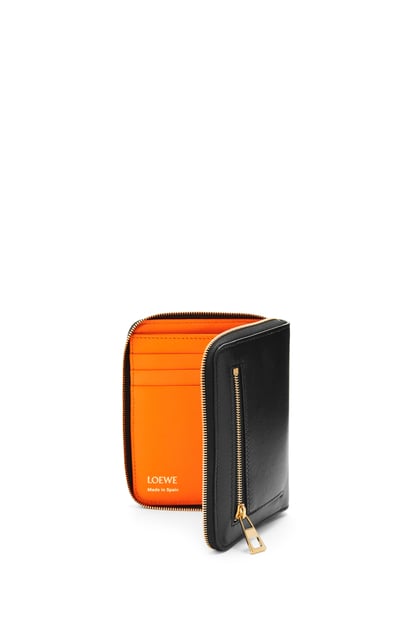 LOEWE Knot compact zip around wallet in shiny nappa calfskin Black/Bright Orange plp_rd