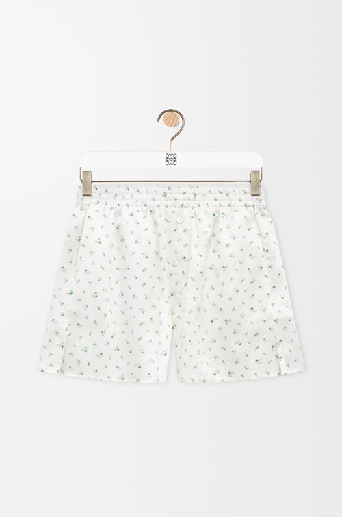 LOEWE Shorts in silk White/Green