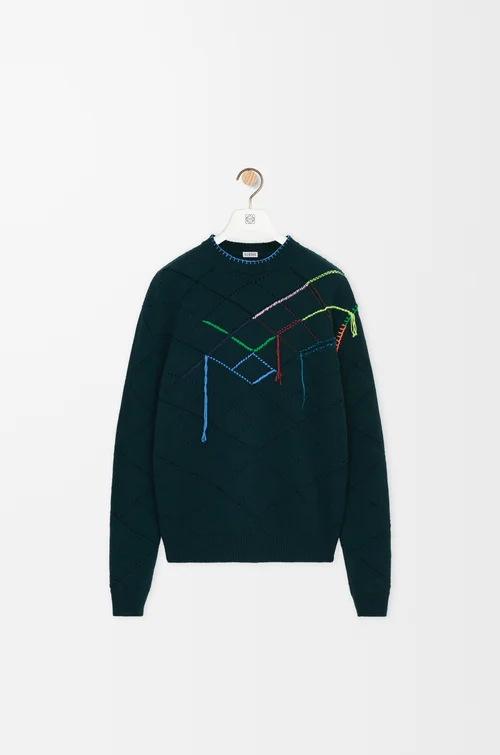 LOEWE セーター（ウール） ダークグリーン/マルチカラー