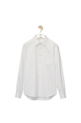LOEWE Camisa en algodón con anagrama en relieve Blanco