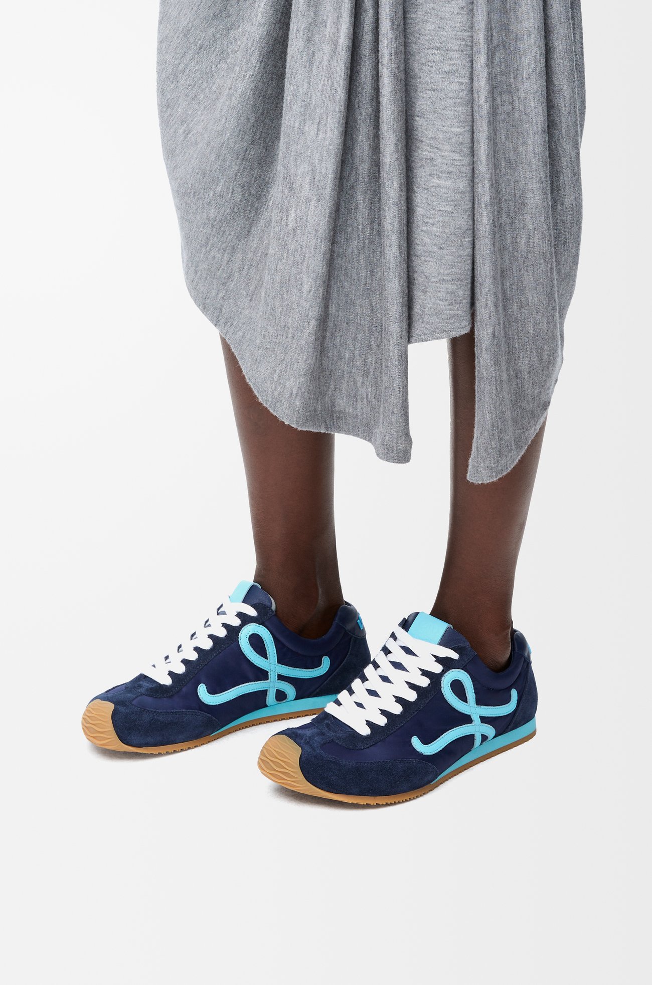 LOEWE Ballet Runner 2.0 in nylon and calfskin Navy Blue/Turquoise