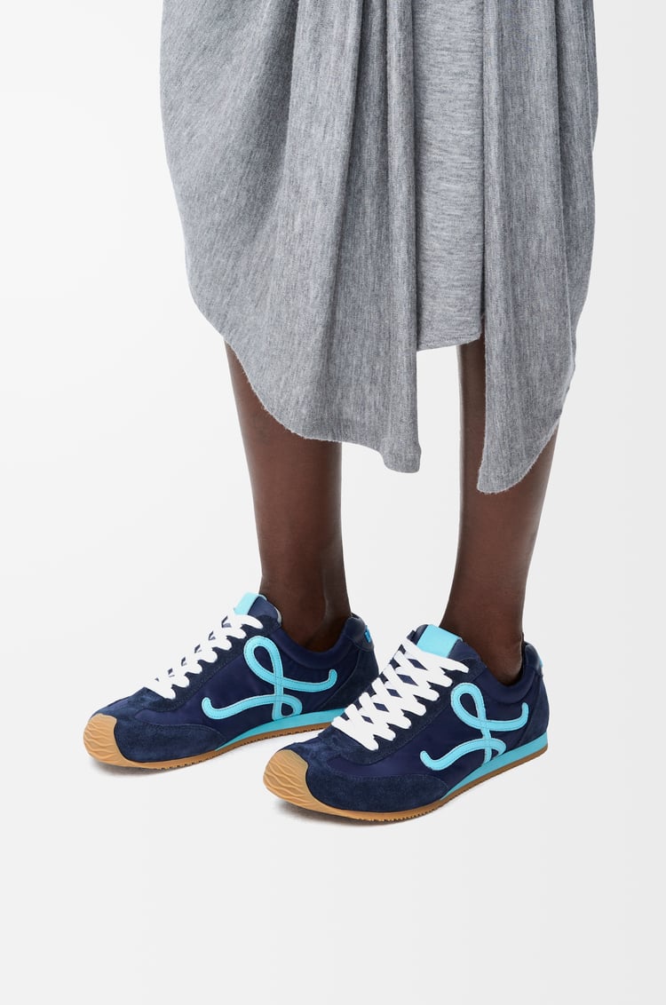 LOEWE Ballet Runner 2.0 in nylon and calfskin Navy Blue/Turquoise