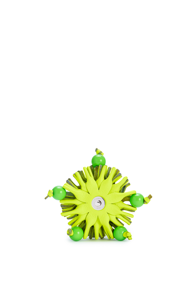 LOEWE Stud flower in classic calfskin Neon Yellow