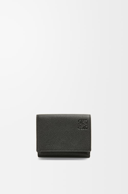 LOEWE Cartera con tres pliegues en piel de ternera Negro
